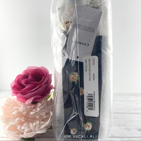 NWT COACH Mini Town Bucket Bag In Signature Canvas With Vintage Mini Rose Set - Picture 11 of 16